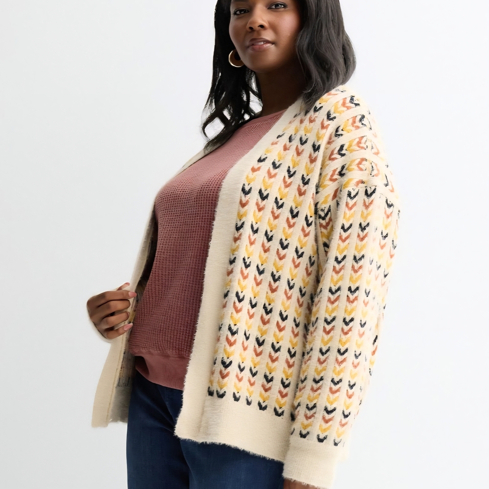 Farmers Market Open-Front Chevron Cardigan | Size 3X - NWT